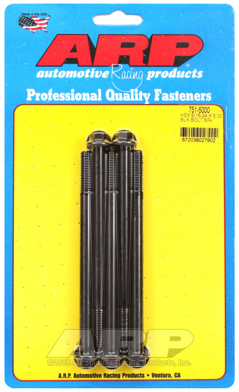 ARP 751-5000 5/16-24 X 5.000 Hex Black Oxide Bolts