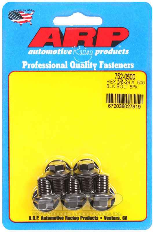 ARP 752-0500 3/8-24 X .500 Hex Black Oxide Bolts