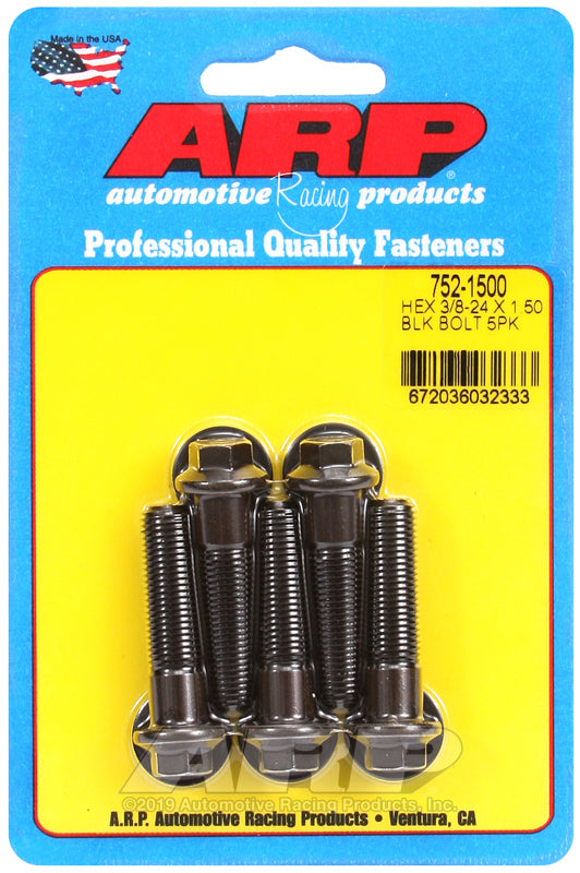 ARP 752-1500 3/8-24 X 1.500 Hex Black Oxide Bolts