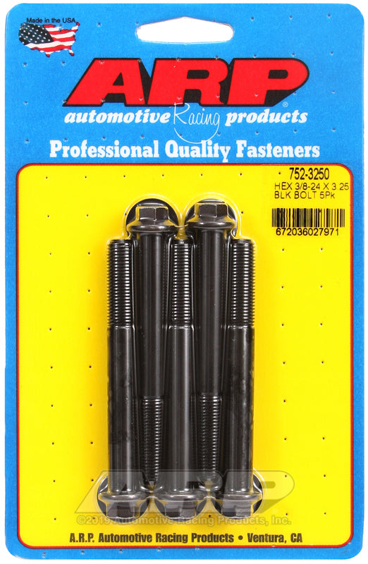 ARP 752-3250 3/8-24 X 3.250 Hex Black Oxide Bolts
