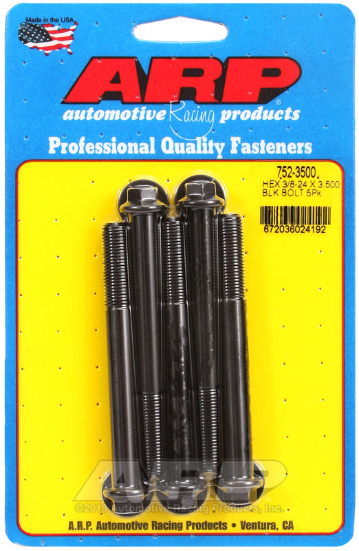 ARP 752-3500 3/8-24 X 3.500 Hex Black Oxide Bolts