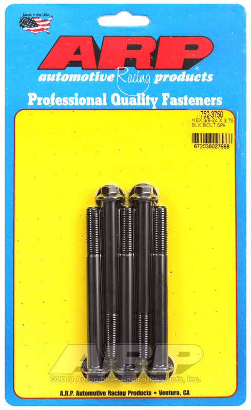 ARP 752-3750 3/8-24 X 3.750 Hex Black Oxide Bolts