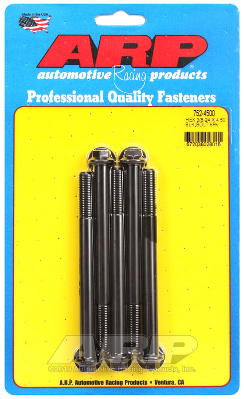 ARP 752-4500 3/8-24 X 4.500 Hex Black Oxide Bolts