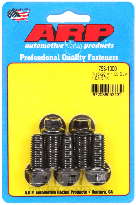 ARP 753-1000 7/16-20 X 1.000 Hex Black Oxide Bolts