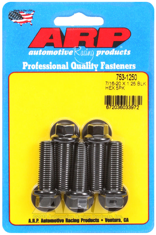 ARP 753-1250 7/16-20 X 1.250 Hex Black Oxide Bolts