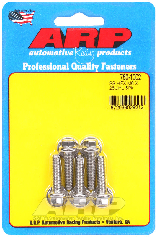 ARP Fasteners ARP760-1002 760-1002 M6 X 1.00 X 25 Hex SS Bolts
