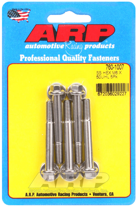 ARP 760-1007 M6 X 1.00 X 50 Hex SS Bolts