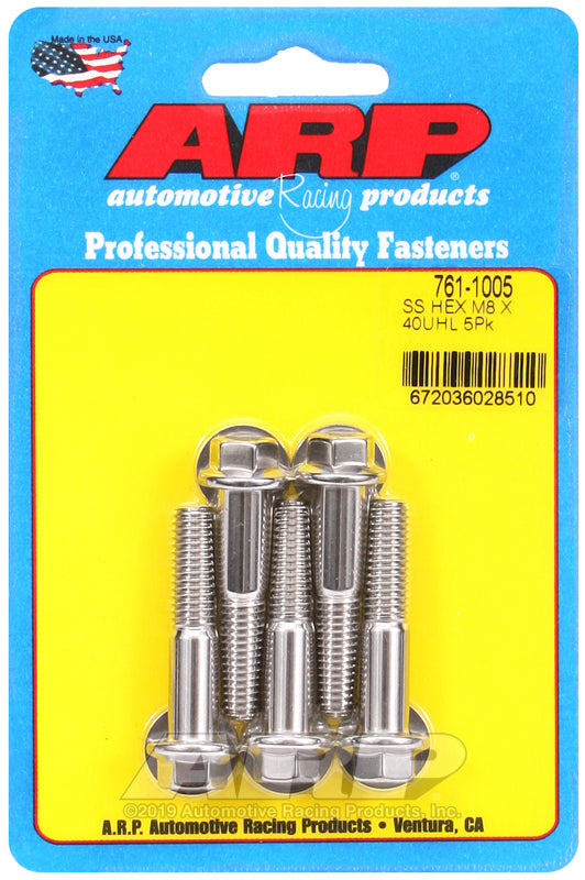 ARP Fasteners ARP761-1005 761-1005 M8 X 1.25 X 40 Hex SS Bolts