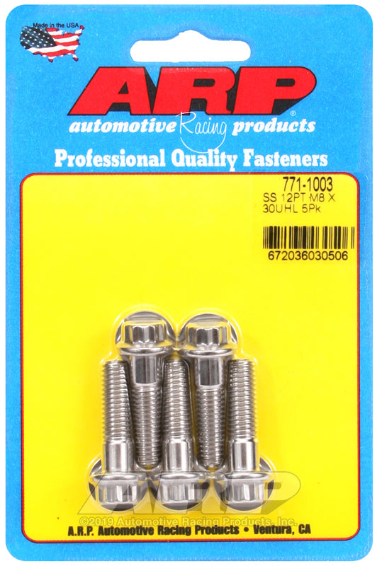 ARP Fasteners ARP771-1003 771-1003 M8 X 1.25 X 30 12PT SS Bolts