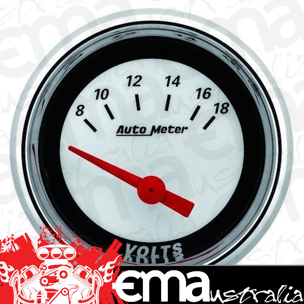 AutoMeter AU1192 MCX 2-1/16" Elec Voltmeter 8-18V Chrome/White