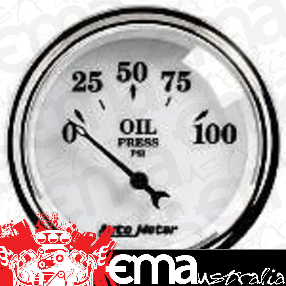 AutoMeter 1227 2-1/16" OIL PRESSURE, 0-100 PSI, OLD-TYME WHITE II