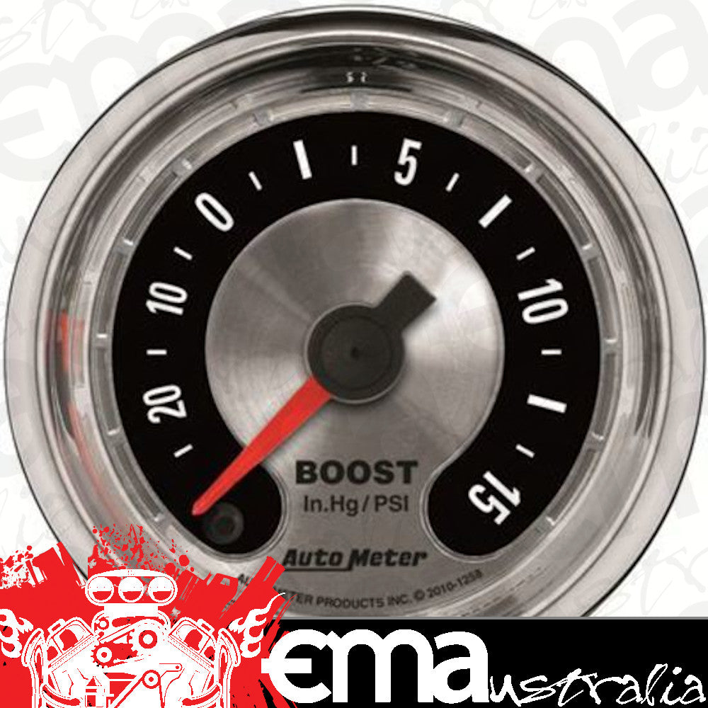AutoMeter 1258 2-1/16" BOOST/VACUUM, 30 IN HG/15 PSI, AMERICAN MUSCLE