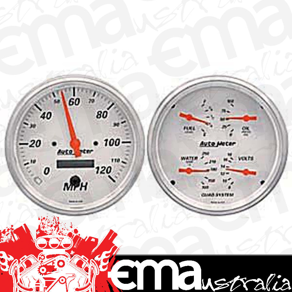 AutoMeter 1303 2 PC. GAUGE KIT, 5" QUAD & SPEEDOMETER, 240-33 Ohm, ARCTIC WHITE