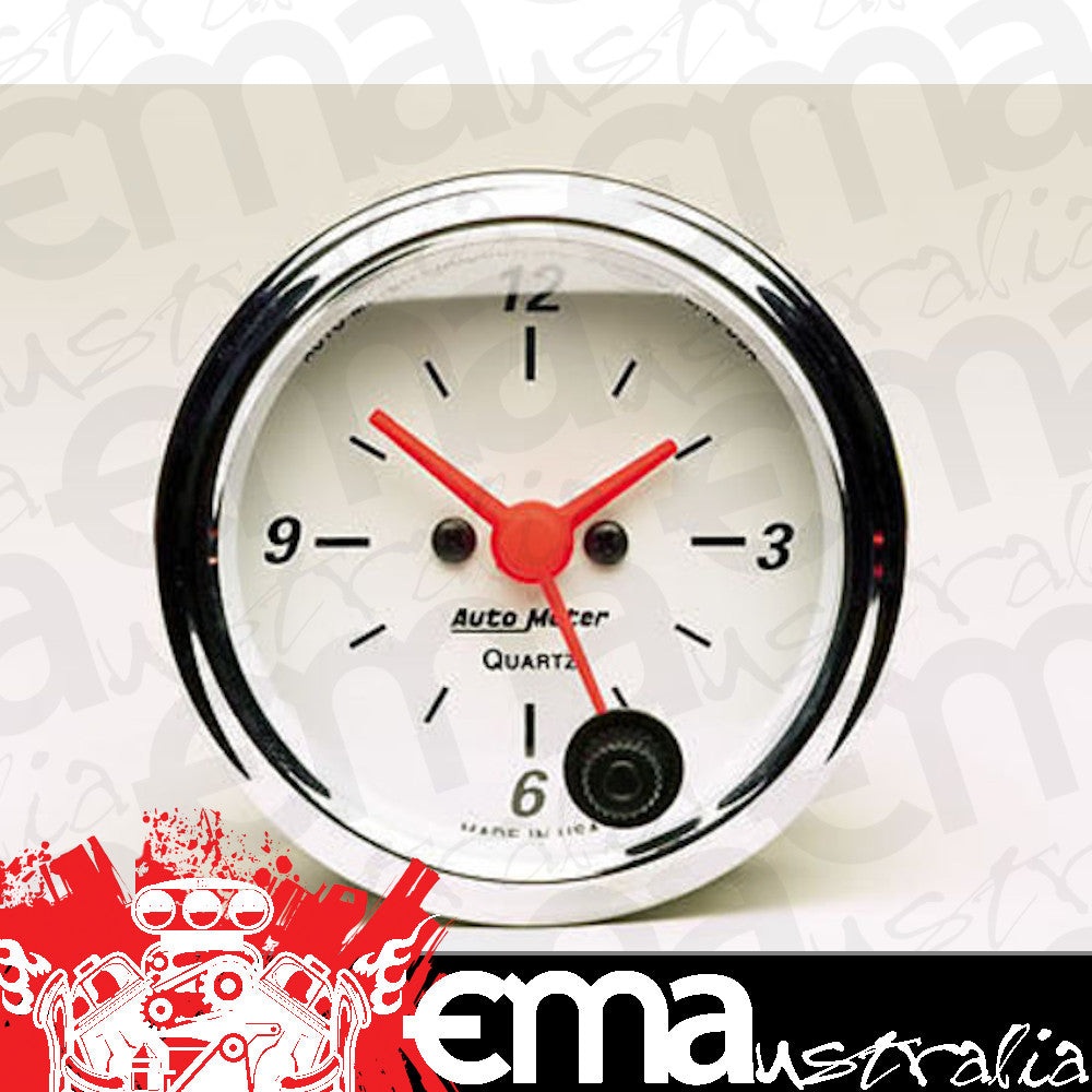 AutoMeter 1385 2-1/16" CLOCK, 12 HOUR, ARCTIC WHITE