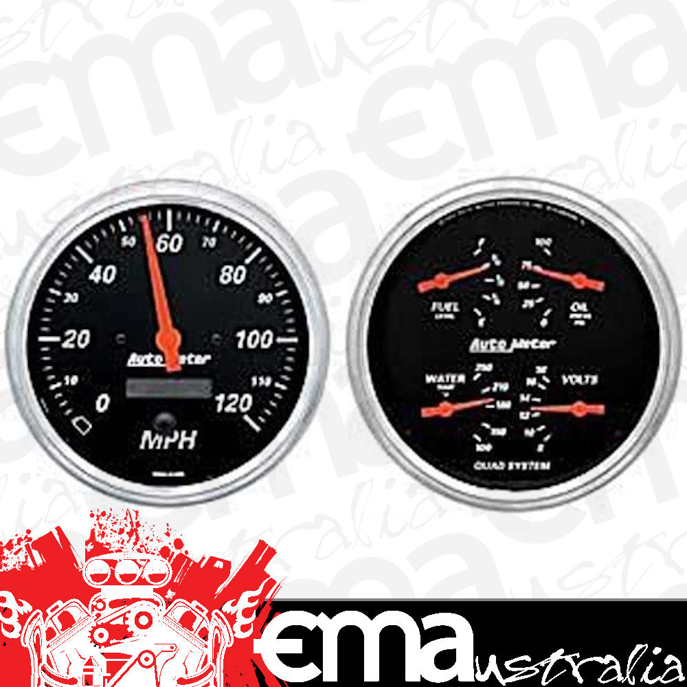 AutoMeter 1403 2 PC. GAUGE KIT, 5" QUAD & SPEEDOMETER, 240-33 Ohm, DESIGNER BLACK