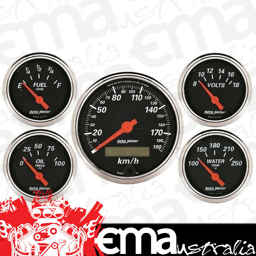 AutoMeter 1421-M 5 PC. GAUGE KIT, 3-1/8" & 2-1/16", ELEC. KM/H SPEEDOMETER, DESIGNER BLACK