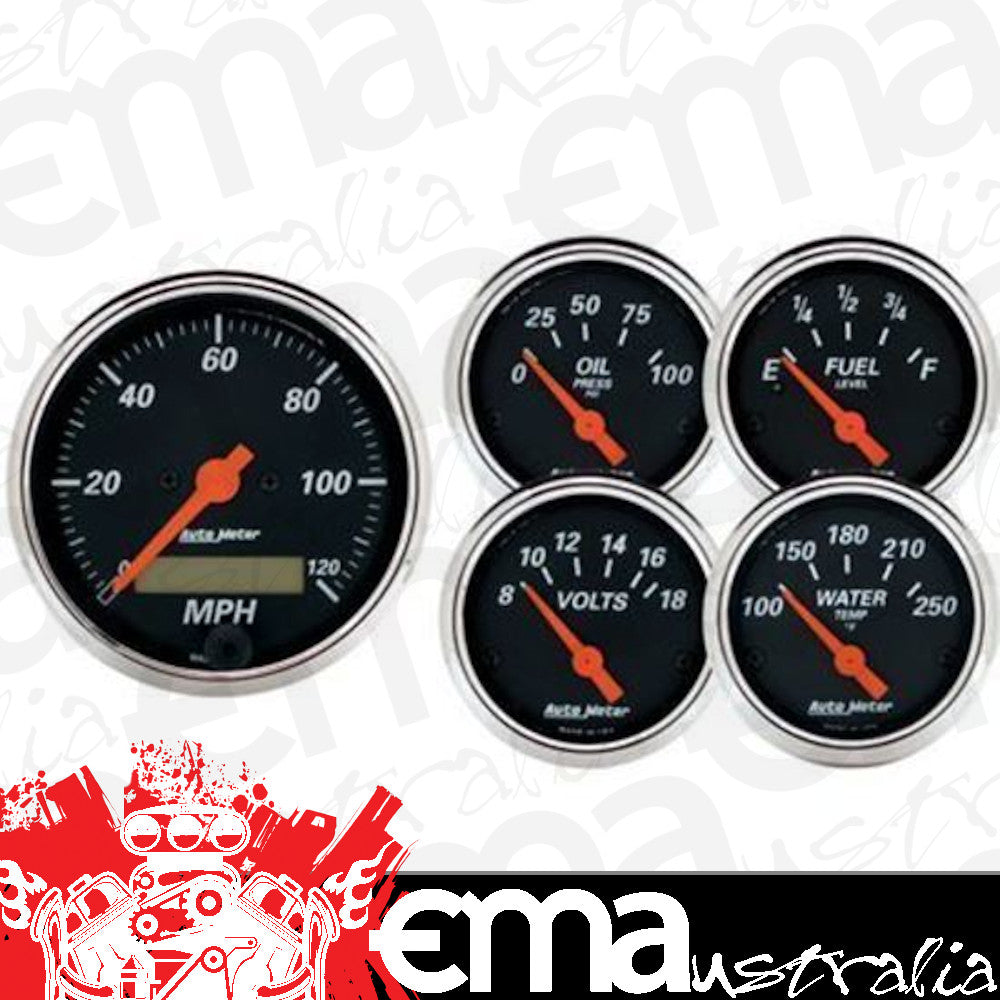 AutoMeter 1421 5 PC. GAUGE KIT, 3-1/8" & 2-1/16", ELEC. SPEEDOMETER, DESIGNER BLACK