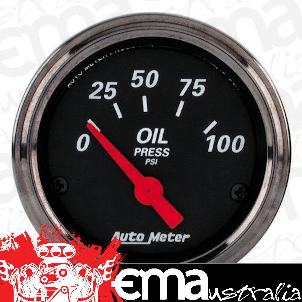 AutoMeter AU1427 Designer Black 2-1/16" Elec Oil Pressure Gauge 0-100 PSI