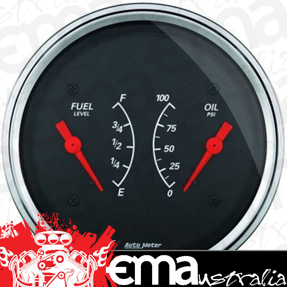 AutoMeter 1434 3-3/8" DUAL GAUGE, 100 PSI/240-33 Ohm, DESIGNER BLACK