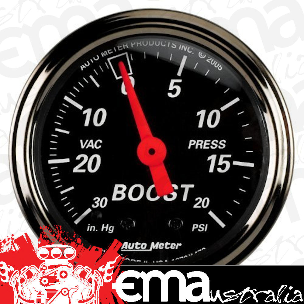 AutoMeter AU1472 Designer Black Boost/Vacuum Gauge 2-1/16" Elec 30 In. Hg-Vac/20 PSI Short Sweep