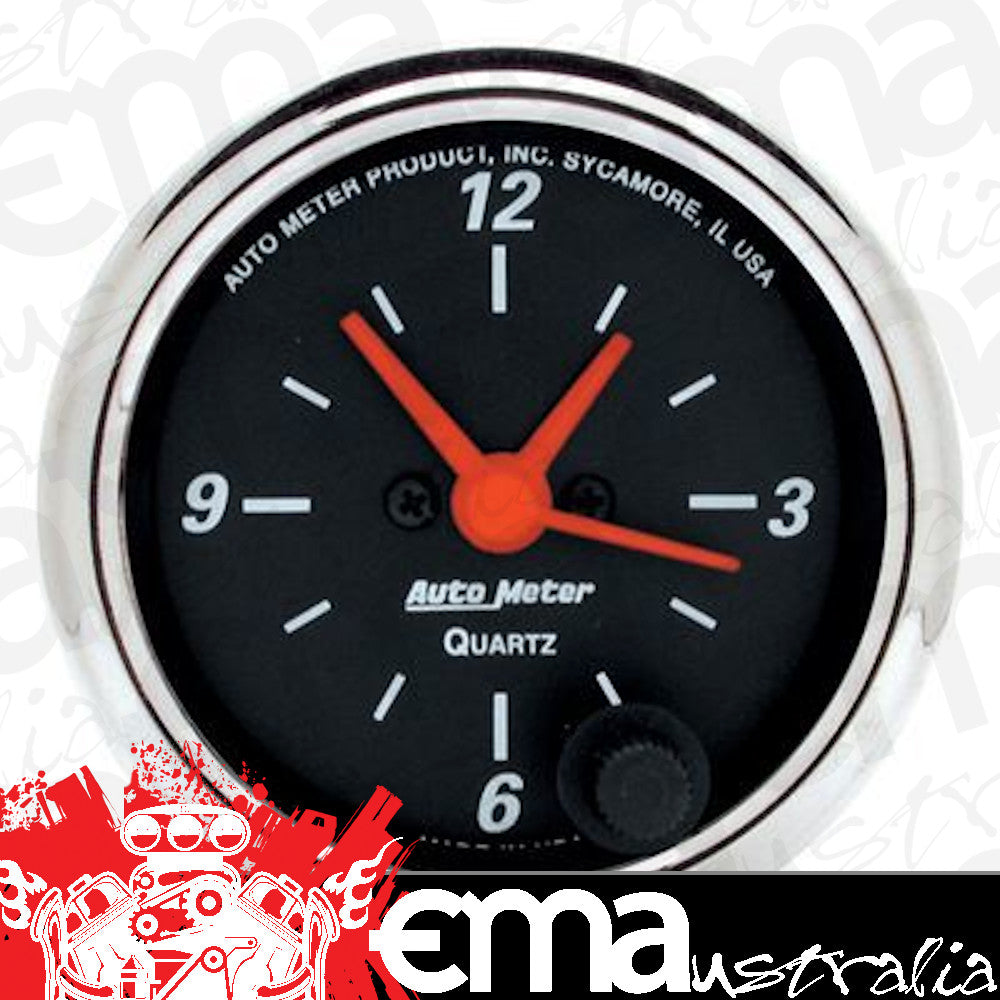 AutoMeter 1484 2-1/16" CLOCK, 12 HOUR, DESIGNER BLACK