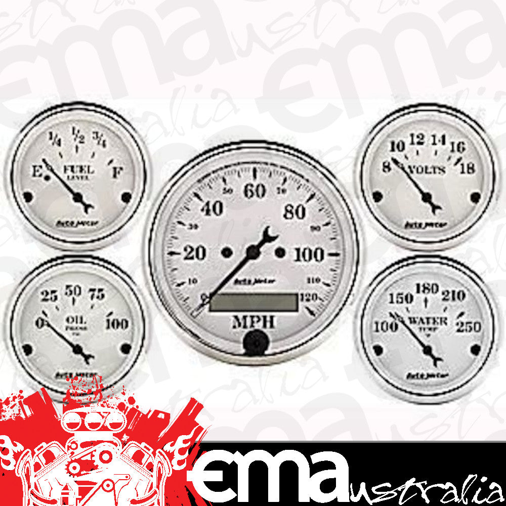 AutoMeter 1602 5 PC. GAUGE KIT, 3-1/8" & 2-1/16", ELEC. SPEEDOMETER, OLD TYME WHITE