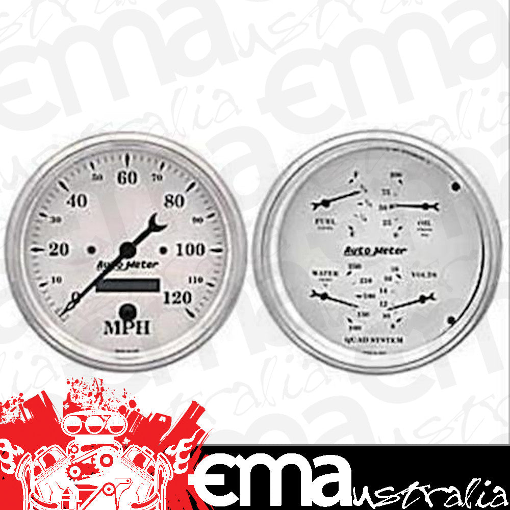 AutoMeter 1603 2 PC. GAUGE KIT, 5" QUAD & SPEEDOMETER, 240-33 Ohm, OLD TYME WHITE