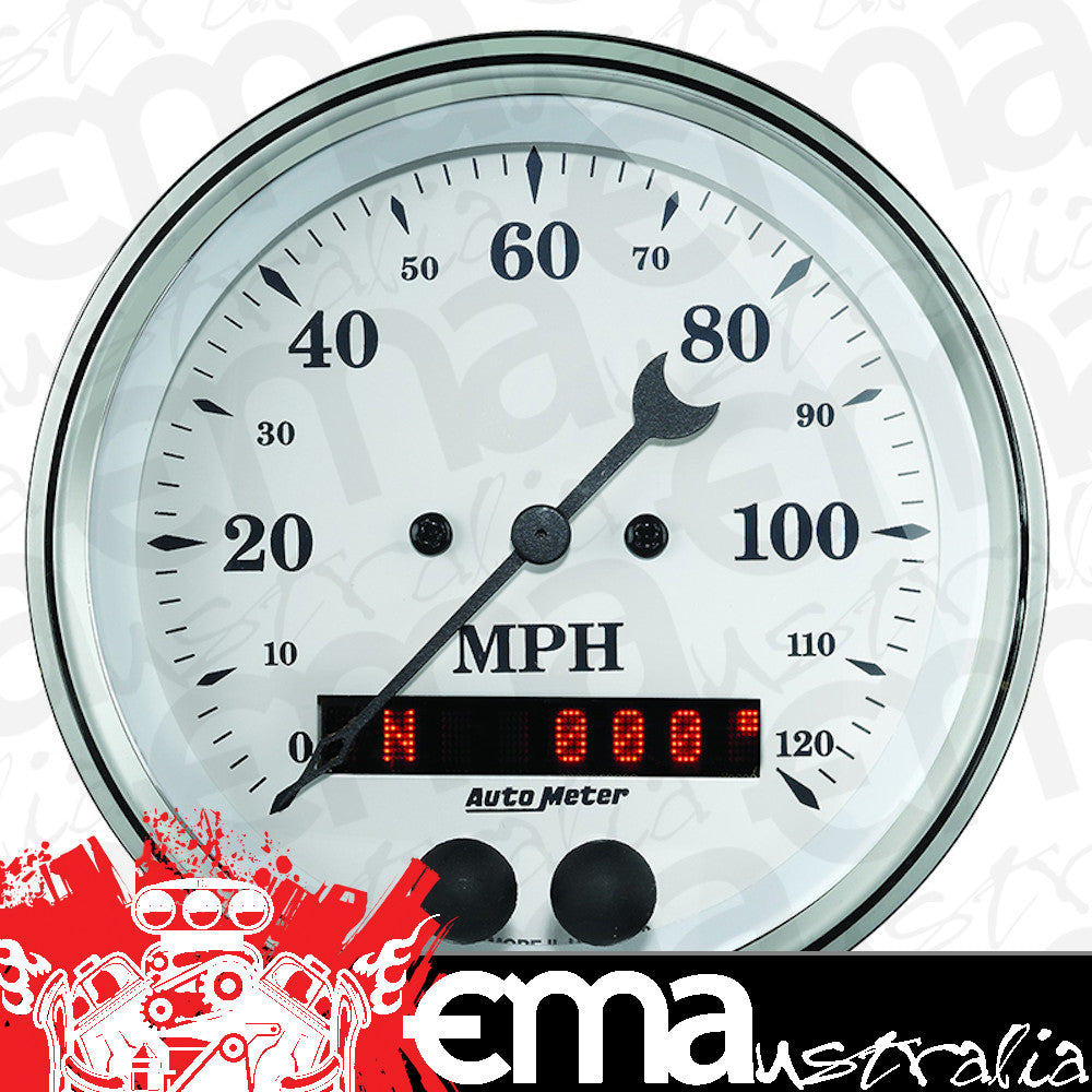 AutoMeter 1649 3-3/8" GPS SPEEDOMETER, 0-120 MPH, OLD-TYME WHITE