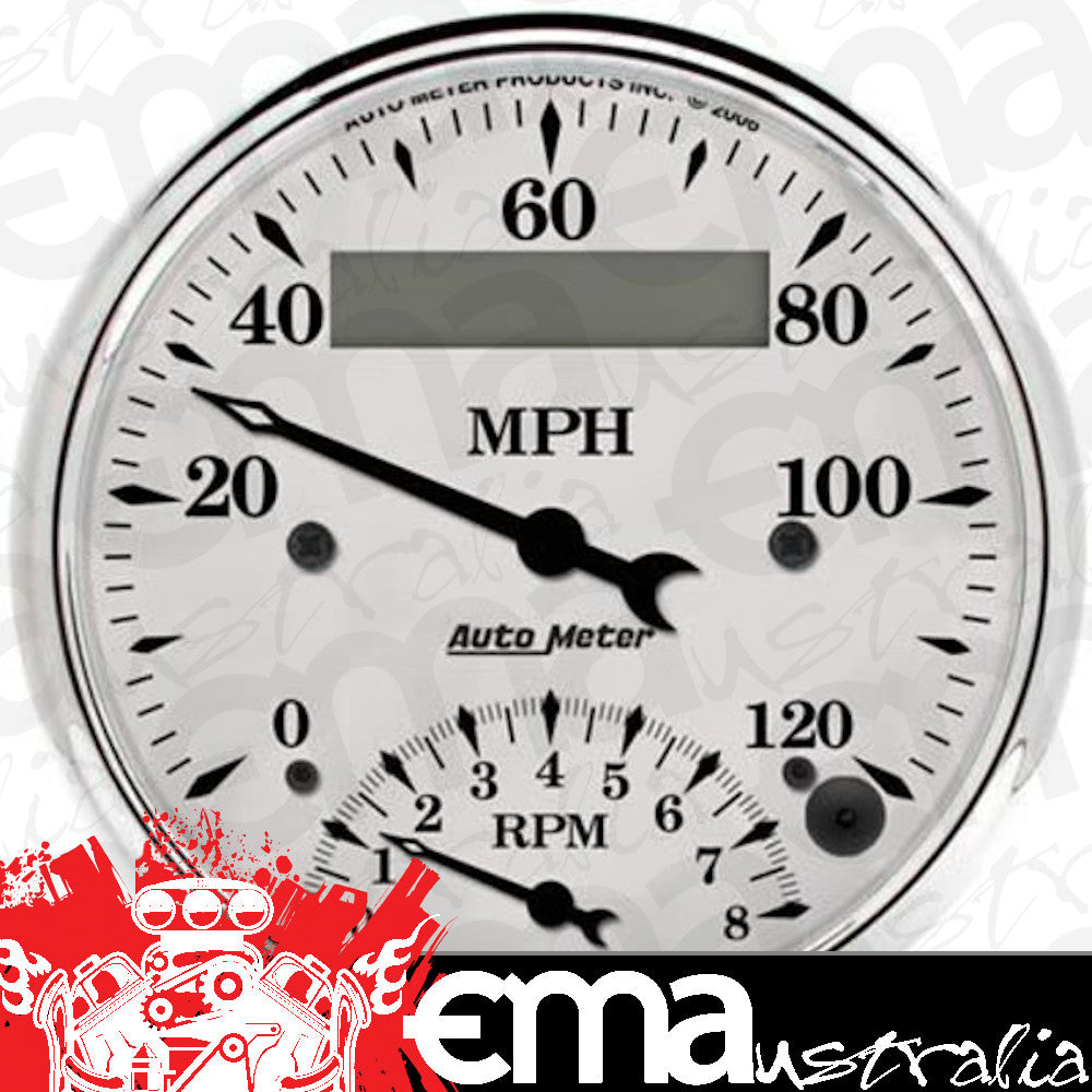 AutoMeter 1681 3-3/8" TACHOMETER/SPEEDOMETER COMBO, 8K RPM/120 MPH, OLD-TYME WHITE