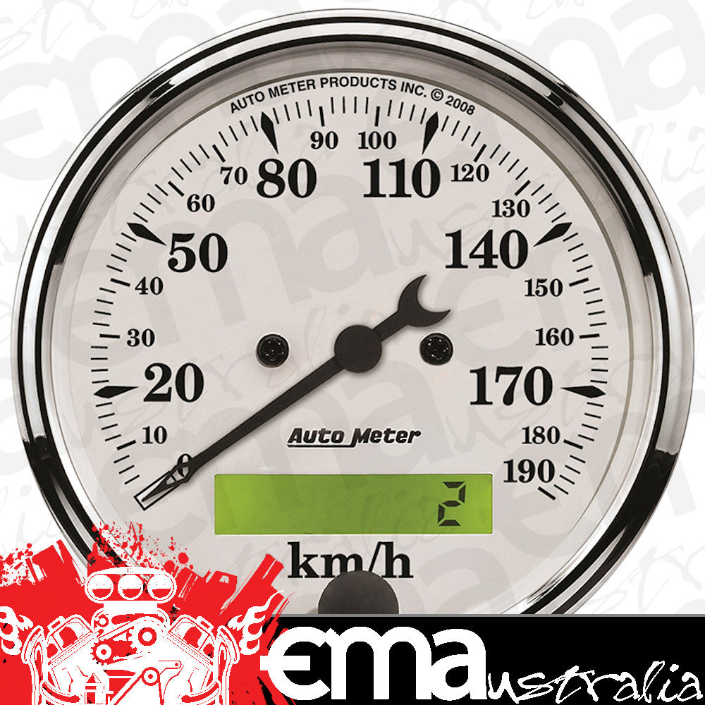 AutoMeter 1688-M 3-1/8" SPEEDOMETER, 0-190 KPH, OLD-TYME WHITE