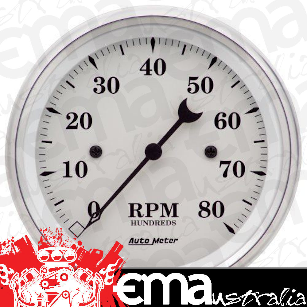 AutoMeter 1690 3-3/8" IN-DASH TACHOMETER, 0-8,000 RPM, OLD-TYME WHITE