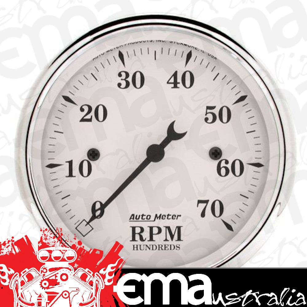 AutoMeter 1695 3-1/8" IN-DASH TACHOMETER, 0-7,000 RPM, OLD-TYME WHITE