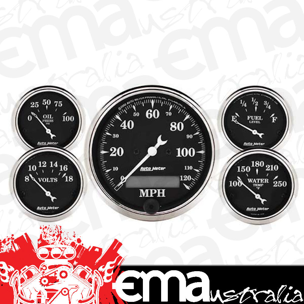 AutoMeter 1709 5 PC. GAUGE KIT, 3-1/8" & 2-1/16", ELEC. SPEEDOMETER, OLD TYME BLACK