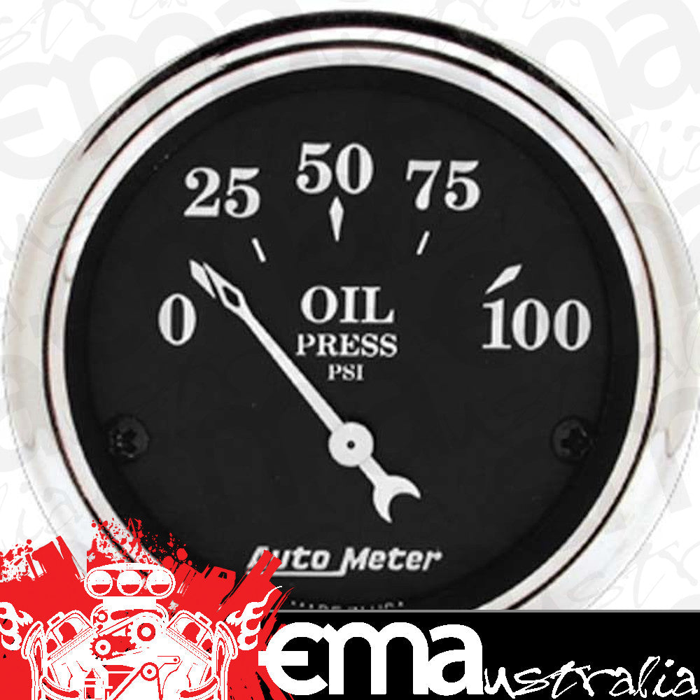 AutoMeter 1727 2-1/16" OIL PRESSURE, 0-100 PSI, OLD TYME BLACK