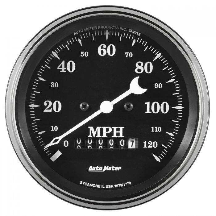 AutoMeter 1779 3-3/8" SPEEDOMETER, 0-120 MPH, ELEC. PROG. W/ WHEEL ODO, OLD TYME BLACK