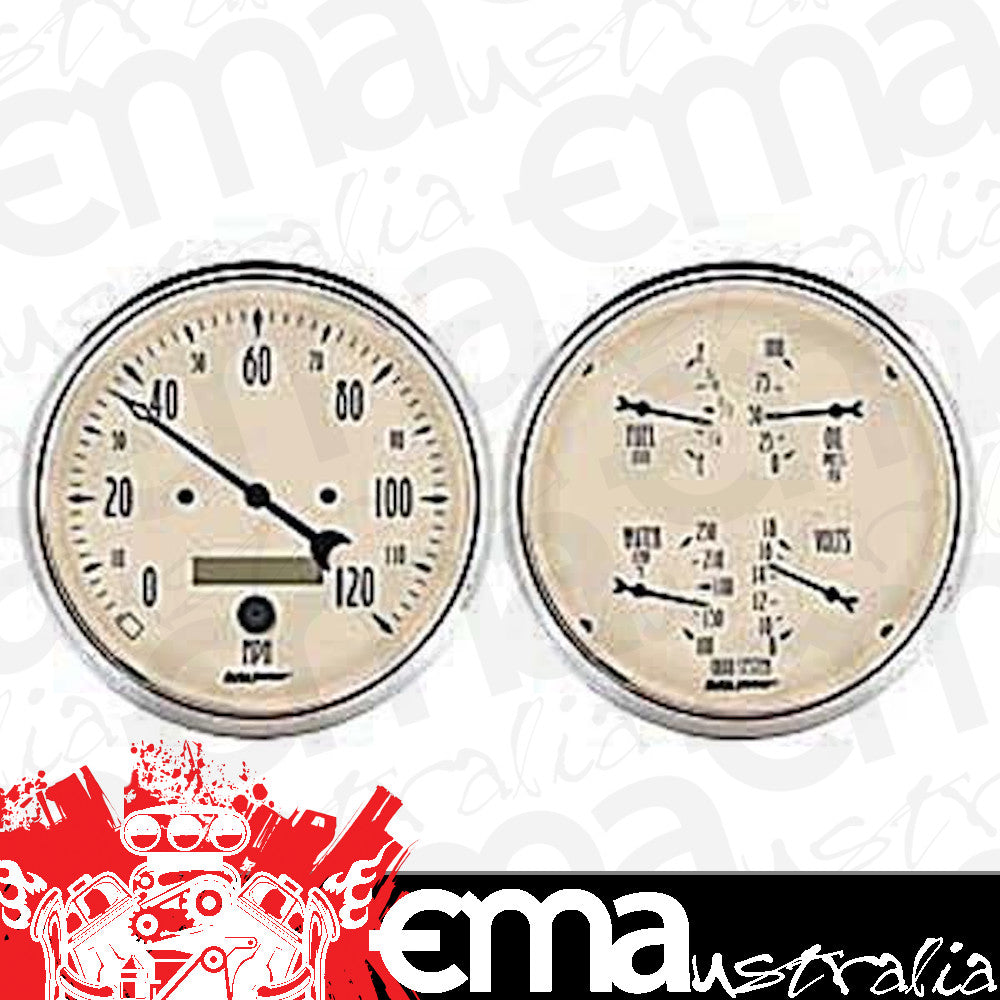 AutoMeter 1803 2 PC. GAUGE KIT, 5" QUAD & SPEEDOMETER, 240-33 Ohm, ANTIQUE BEIGE