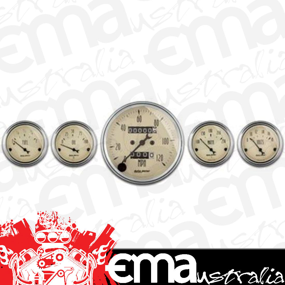 AutoMeter 1808 5 PC. GAUGE KIT, 3-1/8" & 2-1/16", MECH. SPEEDOMETER, ANTIQUE BEIGE