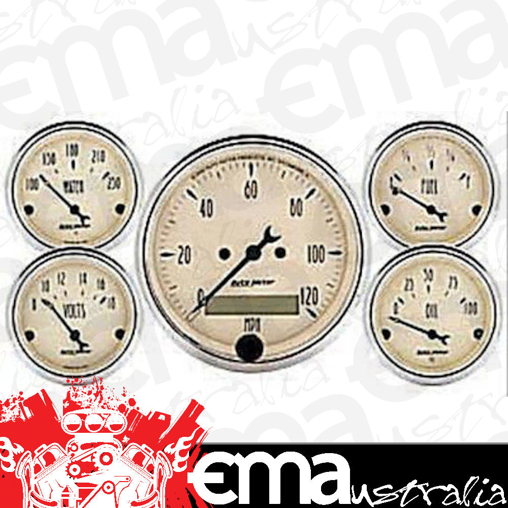 AutoMeter 1809 5 PC. GAUGE KIT, 3-1/8" & 2-1/16", ELEC. SPEEDOMETER, ANTIQUE BEIGE