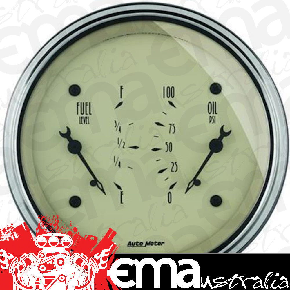 AutoMeter 1824 3-3/8" DUAL GAUGE, 100 PSI/0-90 Ohm, ANTIQUE BEIGE