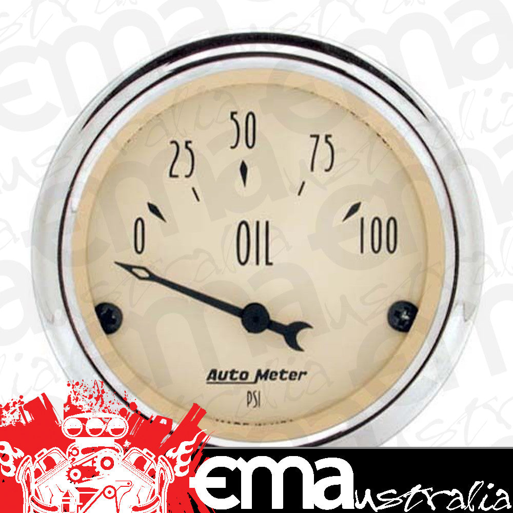 AutoMeter 1827 2-1/16" OIL PRESSURE, 0-100 PSI, ANTIQUE BEIGE