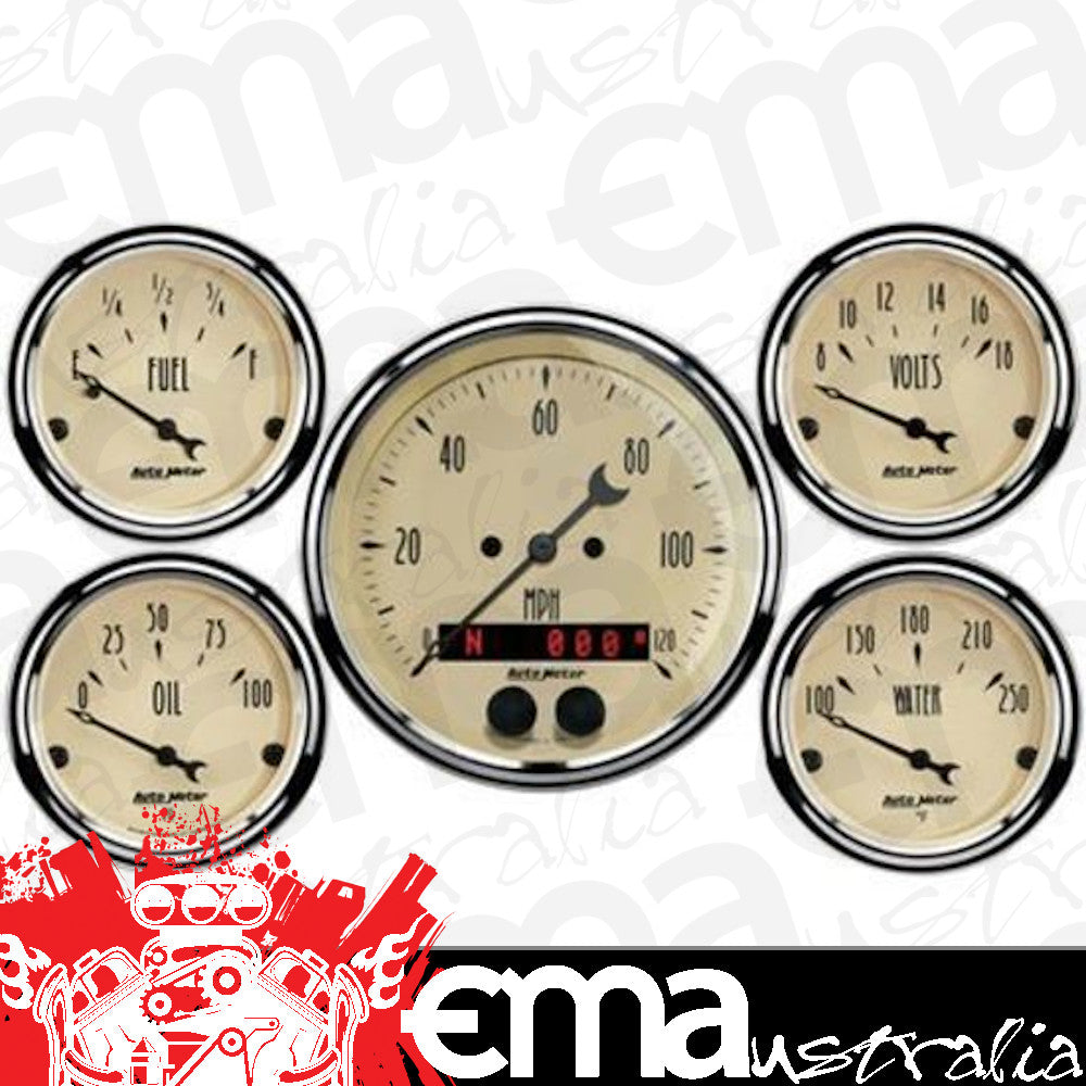 AutoMeter 1850 5 PC. GAUGE KIT, 3-3/8" & 2-1/16", GPS SPEEDOMETER, ANTIQUE BEIGE