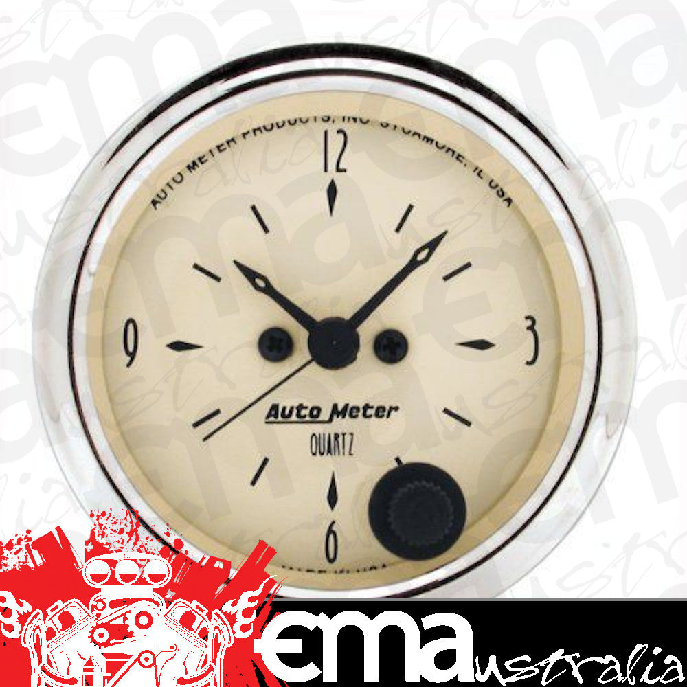 AutoMeter 1885 2-1/16" CLOCK, 12 HOUR, ANTIQUE BEIGE