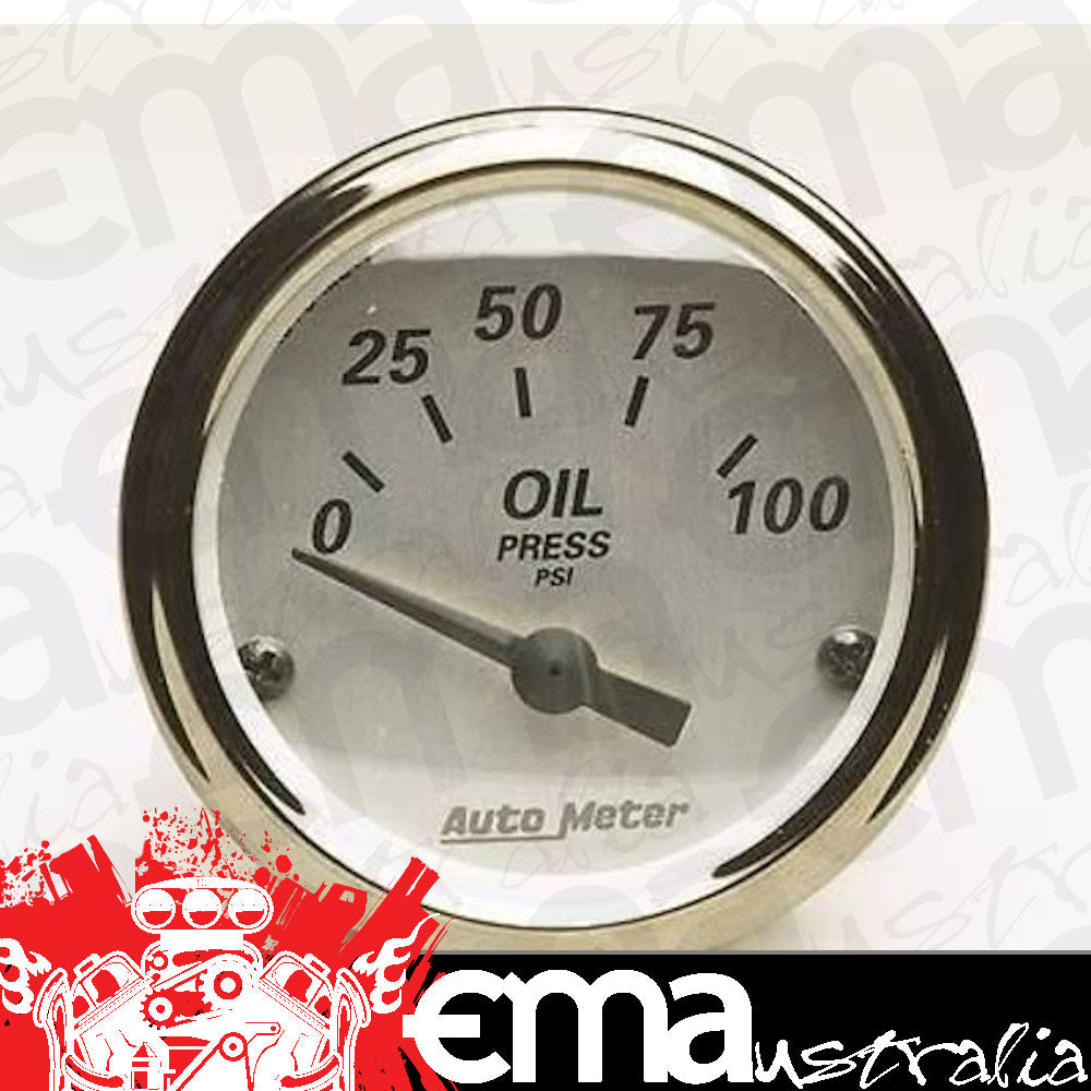 AutoMeter AU1928 American Platinum 2-1/16" Elec Oil Pressure Gauge 0-100 PSI