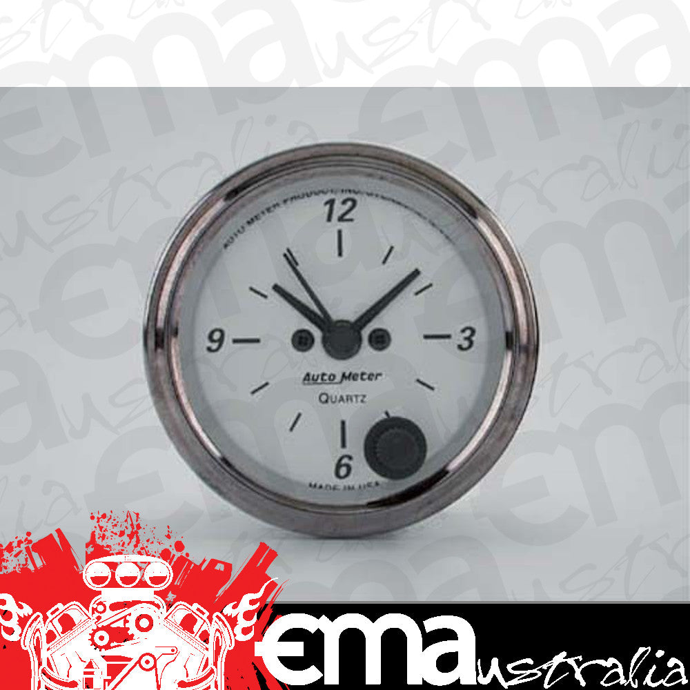 AutoMeter 1986 2-1/16" CLOCK, 12 HOUR, AMERICAN PLATINUM