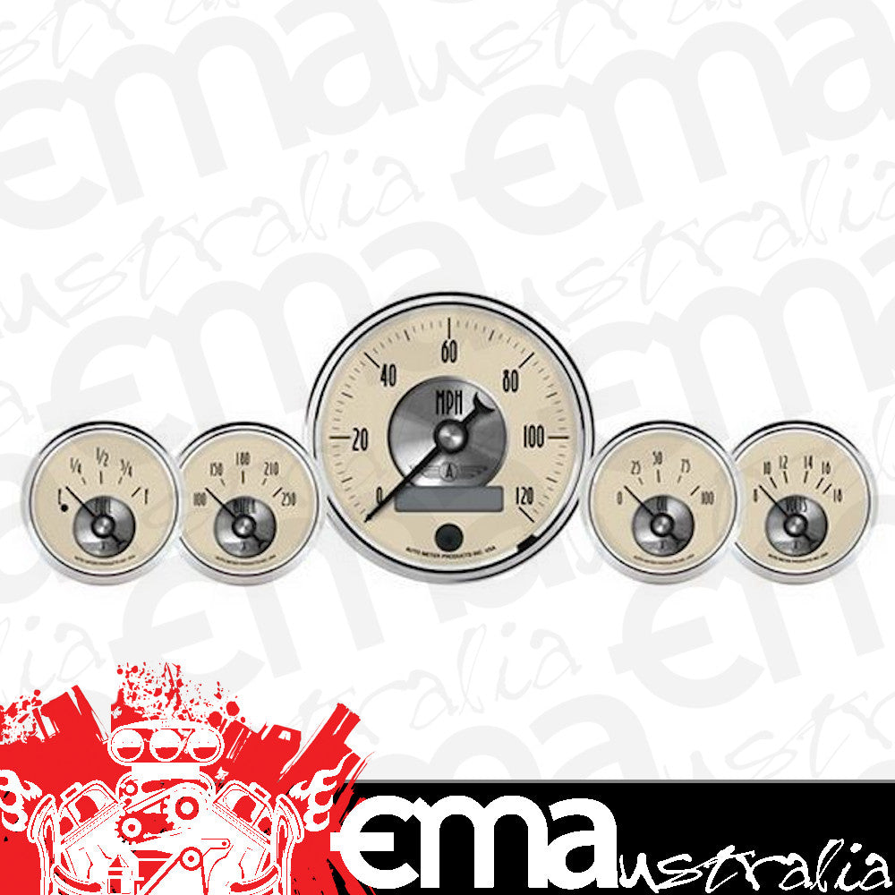 AutoMeter 2000 5 PC. GAUGE KIT, 3-3/8" & 2-1/16", ELEC. SPEEDO W/LCD ODO, PRESTIGE ANTQ. IVORY