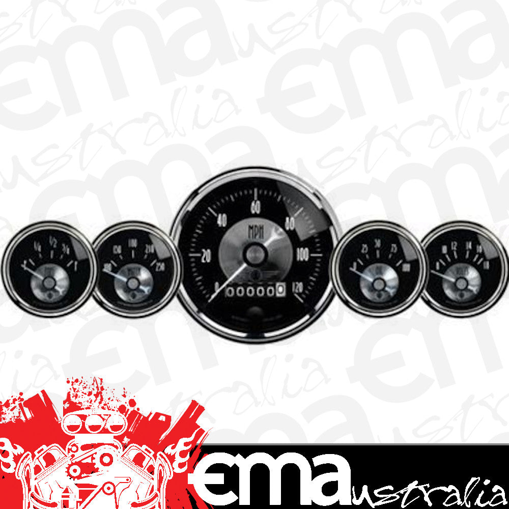 AutoMeter 2003 5 PC. GAUGE KIT, 3-3/8" & 2-1/16", ELEC. SPEEDO W/WHEEL ODO, PRESTIGE BLK. DIA