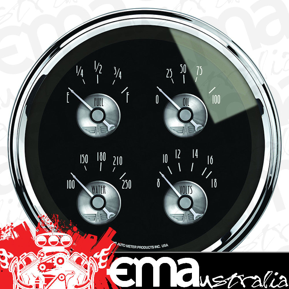 AutoMeter 2011 5" QUAD GAUGE, 100 PSI/100-250 F/8-18V/240-33 Ohm, PRESTIGE BLACK DIAMOND