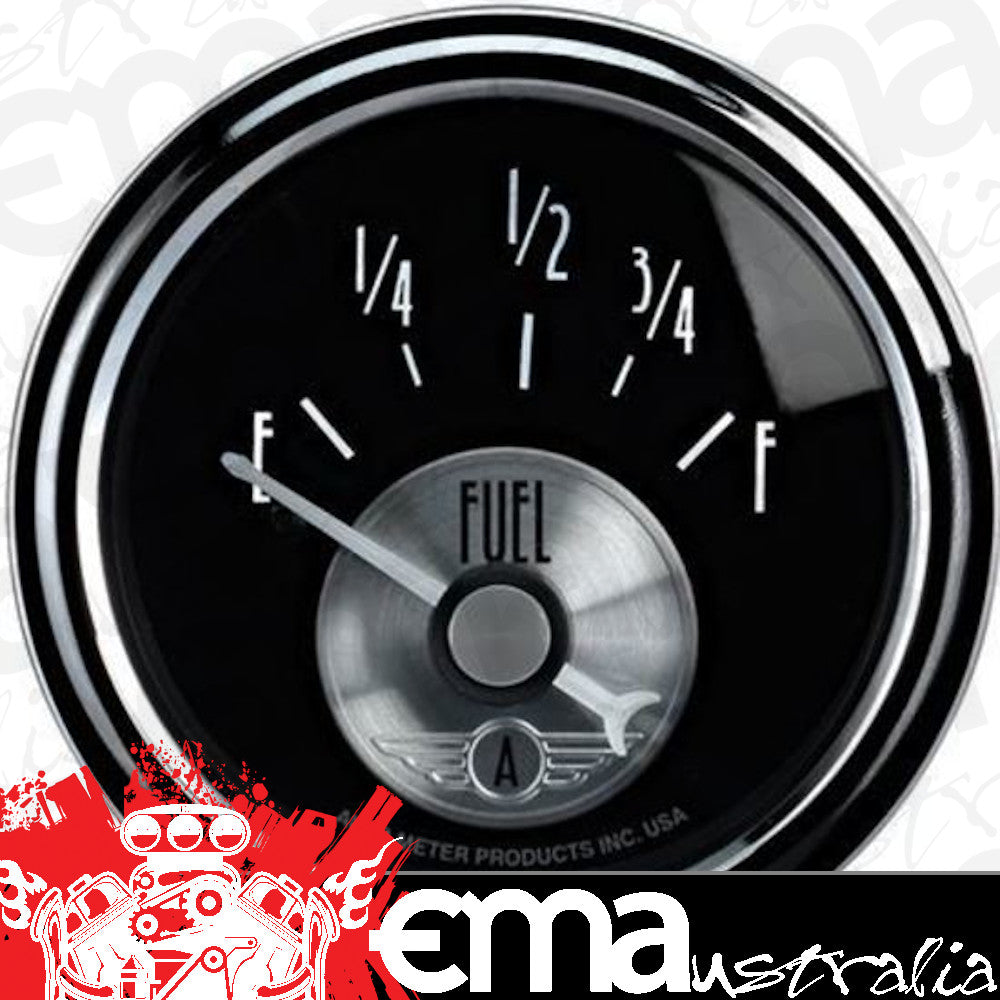 AutoMeter AU2014 Prestige Fuel Level 0/90 OHMS 2-1/16" Diameter Black Face Analog Elecal