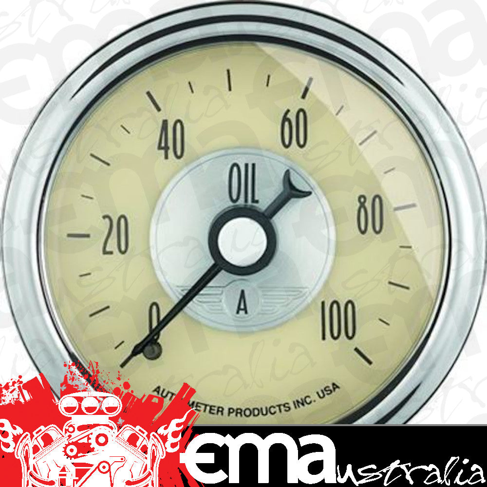 AutoMeter 2021 2-1/16" OIL PRESSURE, 0-100 PSI, PRESTIGE ANTIQUE IVORY