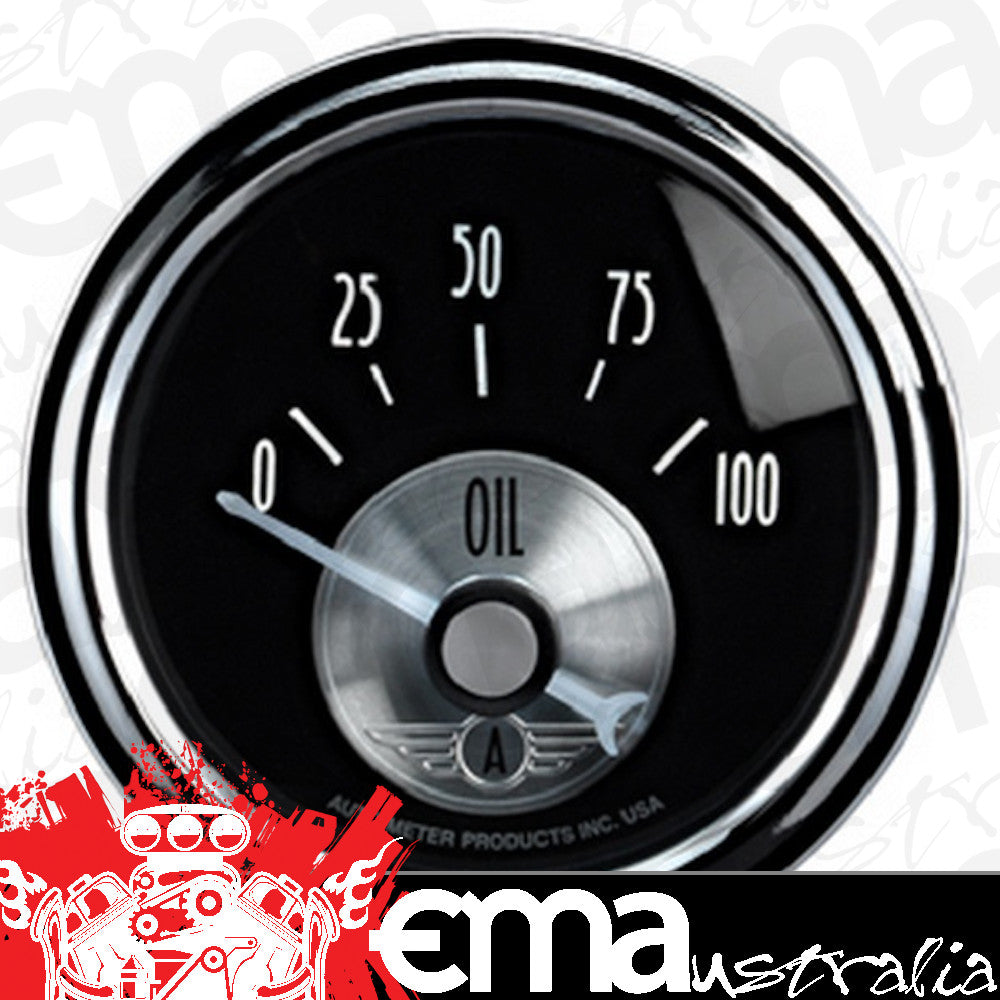 AutoMeter 2028 2-1/16" OIL PRESSURE, 0-100 PSI, PRESTIGE BLACK DIAMOND